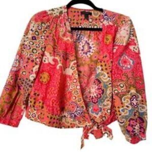 J Crew, colorful pink crop past front top size small